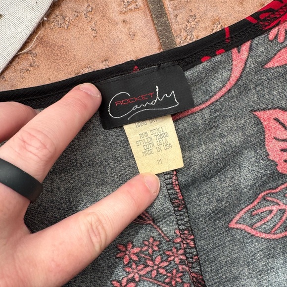 Floral Black and Red Wrap Dress Y2K - Picture 3 of 3